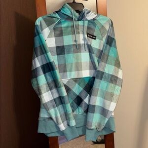 Spark PAWS Men’s Checkered Hoodie Green and Gray Size Large